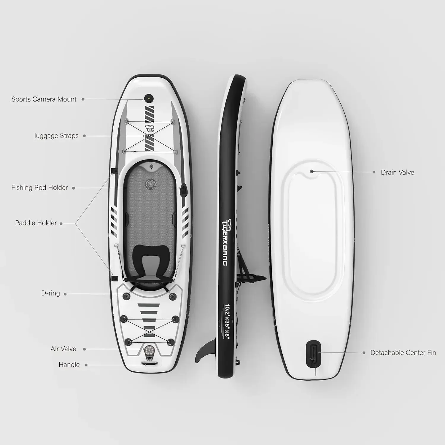 TIGERXBANG 10,2'x35''x8'' opbl - Fishing Boat Seat recensie en prijs
